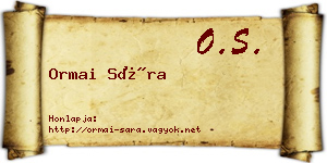 Ormai Sára névjegykártya